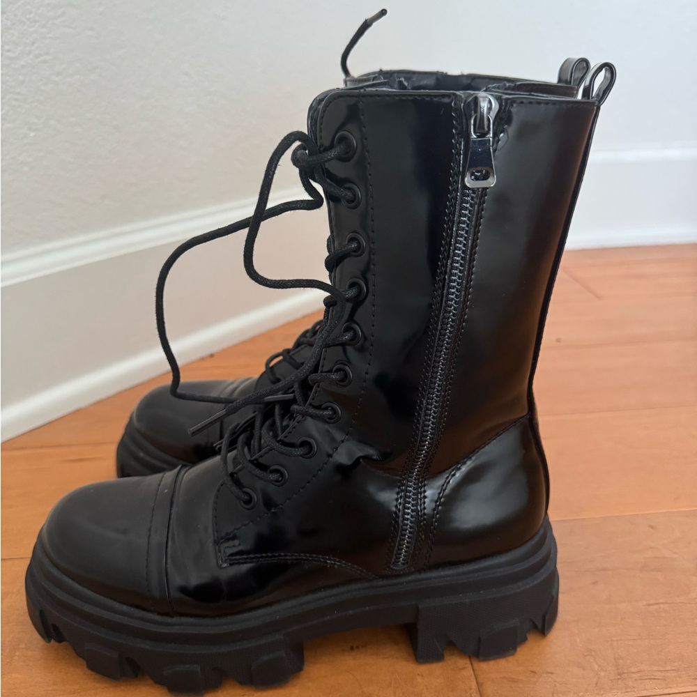 Dream Pairs Black Combat Moto Boots with Chunky Sole